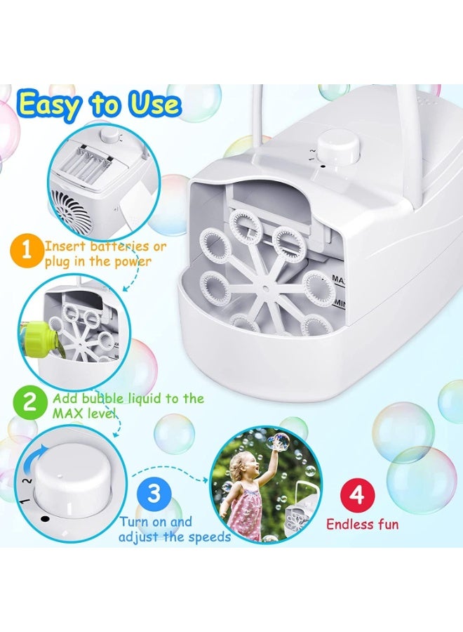 YOUWE7 Bubble Machine Automatic Bubble Blower, 10000+ Bubbles Per Minute with 2 Speeds, 8 Wands Bubble Maker, Plug-in or Batteries Bubbles Summer Toys for Outdoor Indoor Party Birthday - Image 4