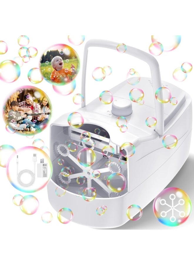YOUWE7 Bubble Machine Automatic Bubble Blower, 10000+ Bubbles Per Minute with 2 Speeds, 8 Wands Bubble Maker, Plug-in or Batteries Bubbles Summer Toys for Outdoor Indoor Party Birthday - Image 1