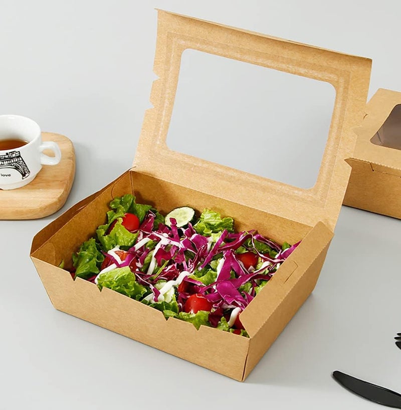 Cezoyx 50 Pack Take Out Food Containers with Window, 40 Oz Disposable Brown Paper Food To Go Box Kraft Lunch Meal Food Boxes for Restaurant, Catering, Party, Concession Stand, Picnic - Image 4