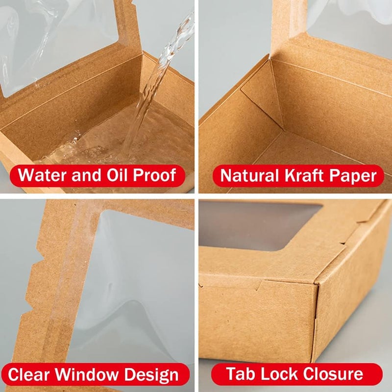Cezoyx 50 Pack Take Out Food Containers with Window, 40 Oz Disposable Brown Paper Food To Go Box Kraft Lunch Meal Food Boxes for Restaurant, Catering, Party, Concession Stand, Picnic - Image 3