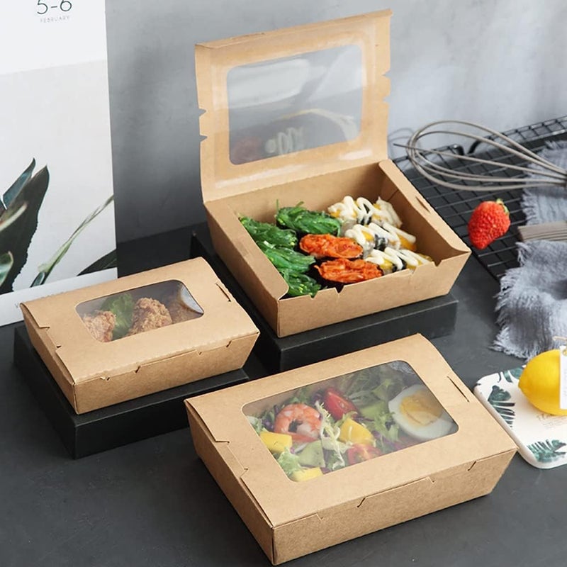 Cezoyx 50 Pack Take Out Food Containers with Window, 40 Oz Disposable Brown Paper Food To Go Box Kraft Lunch Meal Food Boxes for Restaurant, Catering, Party, Concession Stand, Picnic - Image 5