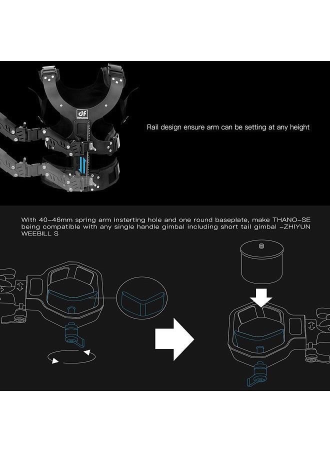 DF DIGITALFOTO - THANOS-SE Compact Tiltable Universal Gimbal Supporting Vest System 2-8kg Load Capacity Compatible with DJI RS2/RS3/Zhiyun Crane 3S/ Weebill S Gimbal Stabiliers - Image 1