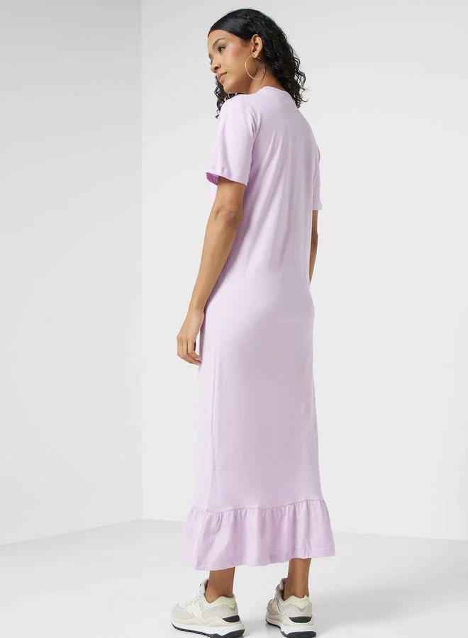 Ginger Basics Midi T-shirt Dress with Frill Hem