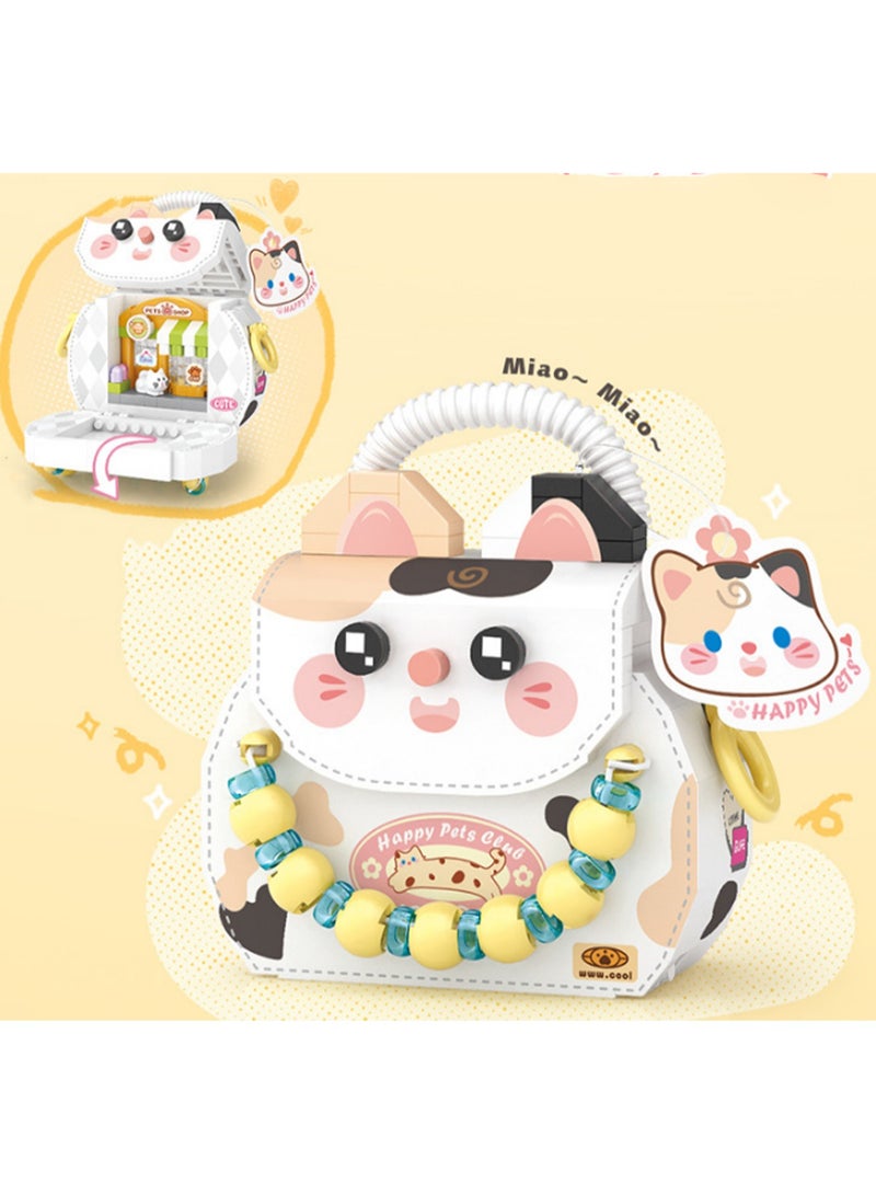 Cute Cat Bag 360pcs, Girls Cartoon Bag Building Block Model Toy Children'S Educational Assembly Gift - Image 3