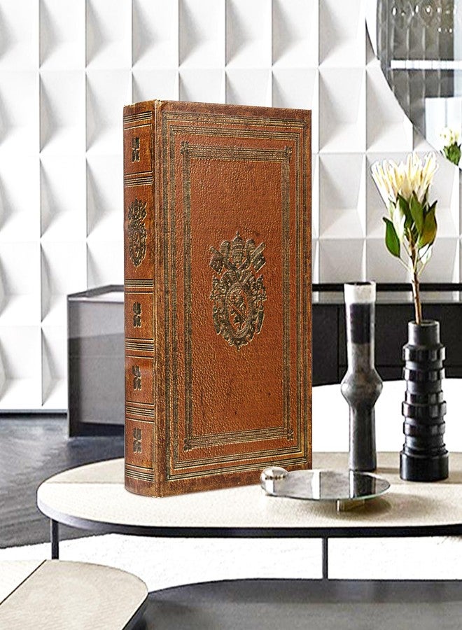 DROFELY Decorative Book Box Fake Leather Embossed Cover Vintage Style Brown Storage Box - Large 1-06, Decoration for Coffee Table, Bookshelves, Jewelry, Postcard, Photo Storage, Graduation Gift - Image 4