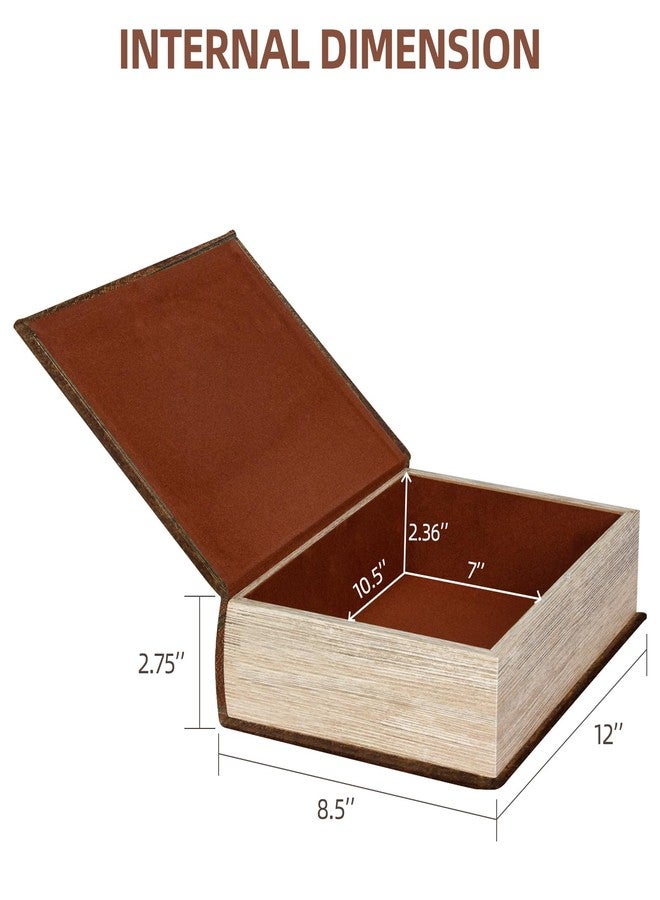 DROFELY Decorative Book Box Fake Leather Embossed Cover Vintage Style Brown Storage Box - Large 1-06, Decoration for Coffee Table, Bookshelves, Jewelry, Postcard, Photo Storage, Graduation Gift - Image 3
