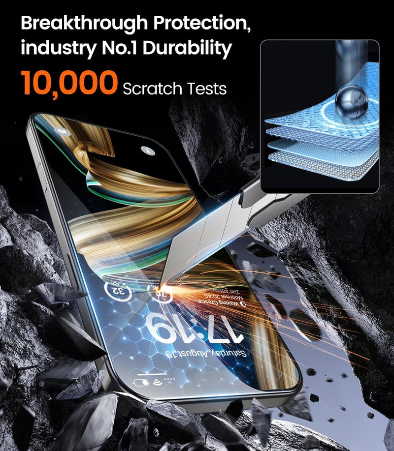 EZ-GLAZ-4 Pack for iPhone iPhone 16 Pro Privacy Screen Protector[6.3"] 9H+ Hardness 12FT Military Grade Shatterproof Long Durable Tempered Glass Film with Flawless Fit Box,Scratch Resistant - Image 5