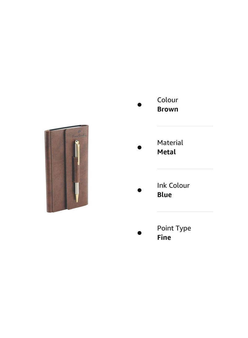 بيير كاردان مجموعة صندوق هدايا قلم كرة مريح وقلم مذكرات بني ناعم قابل لإعادة الملء مثالي للهدايا حزمة من 1 - Image 3