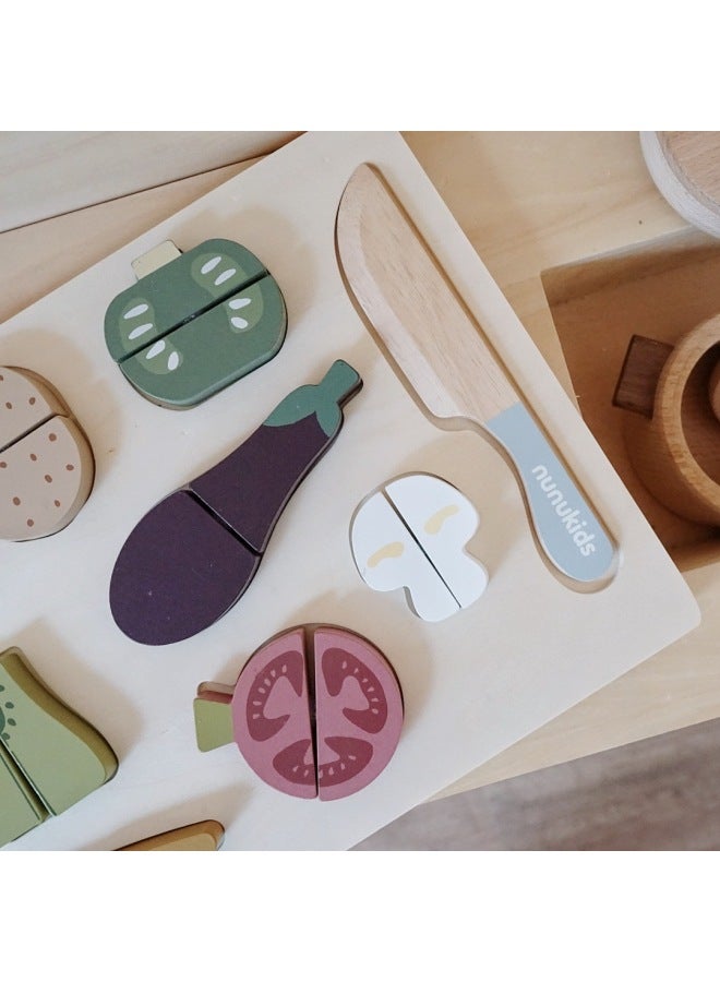 Nunukids Planar Vegetables Cut And Cut Play Toys Jigsaw Puzzle Puzzle Wooden Toys Wholesale-Color:nunukids Flat Vegetable Cut - Image 4