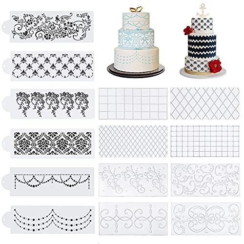 BINBE BINBE 14 Pcs Cake Decorating Stencils for Floral Wedding  Special Cakes  DIY Baking Decor Mold
