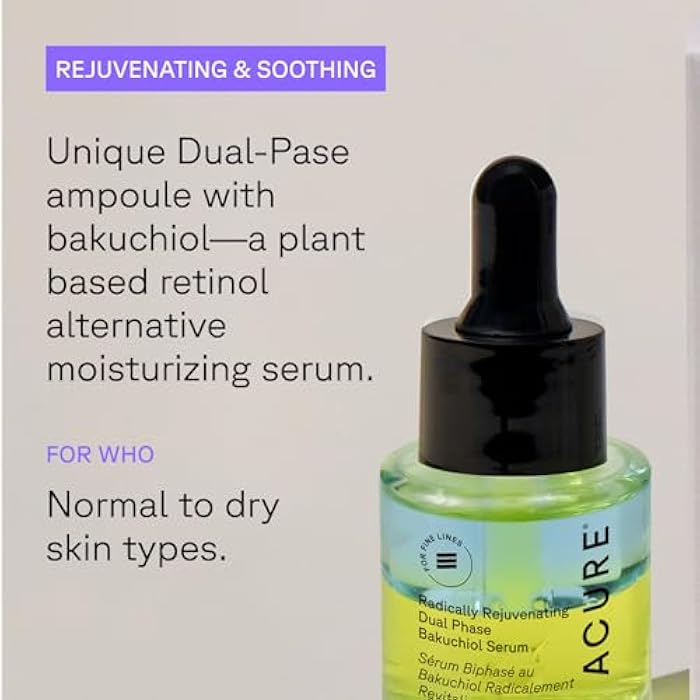Acure Radically Rejuvenating Dual Phase Bakuchiol Serum - Bakuchiol Oil Serum for Face, Anti Aging Retinol Alternative for Wrinkles & Fine Lines, Cold Pressed Botanical Oils, Vegan - 0.67 fl oz - Image 3
