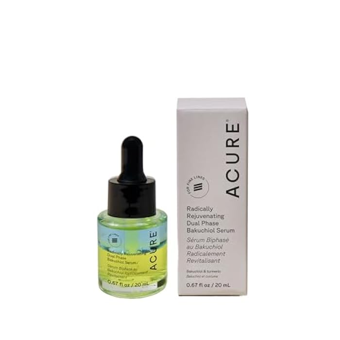 Acure Radically Rejuvenating Dual Phase Bakuchiol Serum - Bakuchiol Oil Serum for Face, Anti Aging Retinol Alternative for Wrinkles & Fine Lines, Cold Pressed Botanical Oils, Vegan - 0.67 fl oz - Image 1