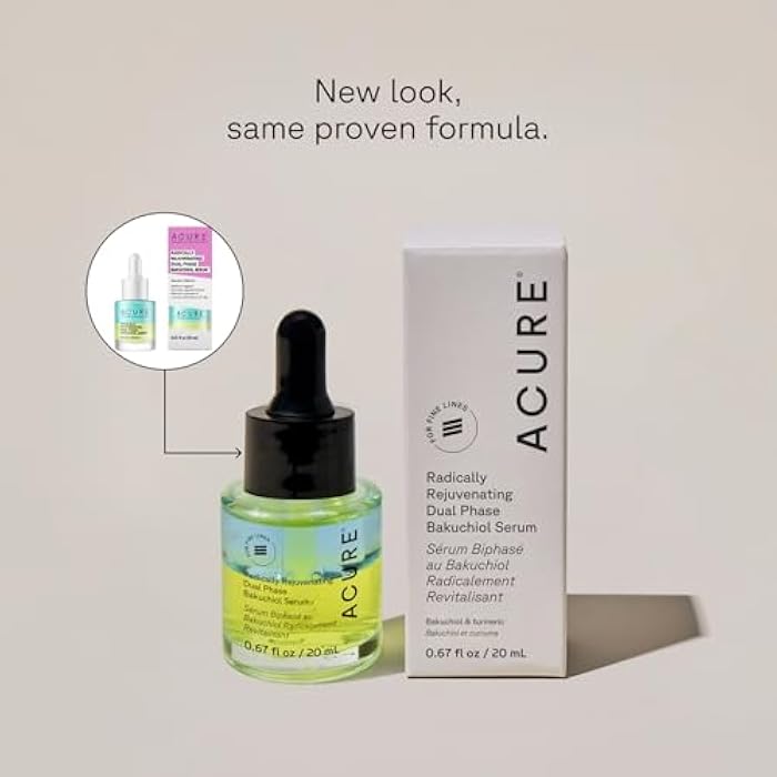 Acure Radically Rejuvenating Dual Phase Bakuchiol Serum - Bakuchiol Oil Serum for Face, Anti Aging Retinol Alternative for Wrinkles & Fine Lines, Cold Pressed Botanical Oils, Vegan - 0.67 fl oz - Image 2