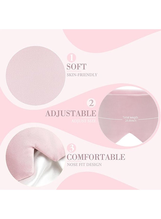 Weighted Sleep Eye Mask, Oversize Soft Eyewear with Nose Pad, Soft and Gentle Pressure Eye Mask, for Men Women Side Sleeper Airplane Meditation Night Travel - Pink - Image 3