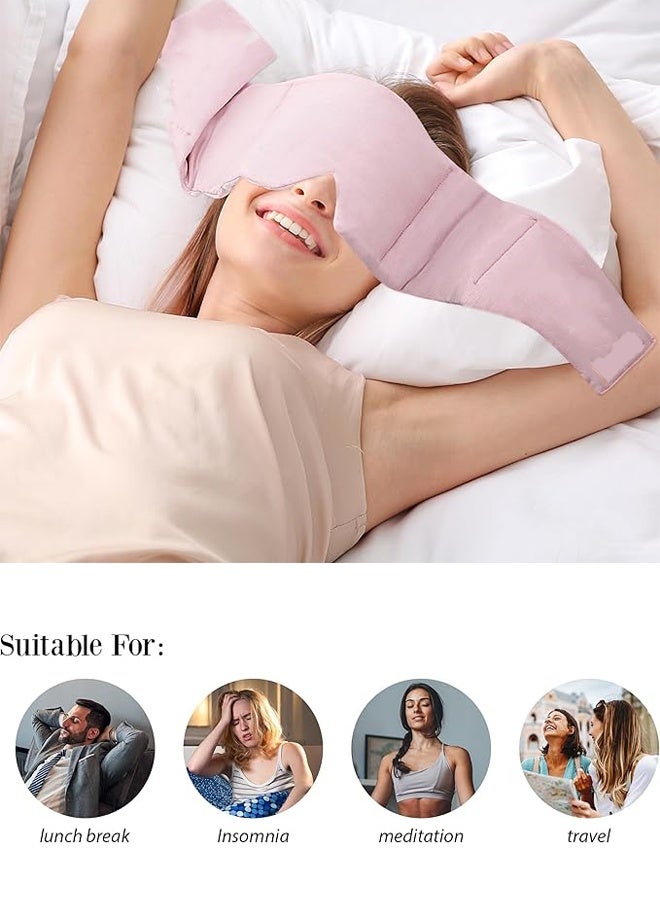 Weighted Sleep Eye Mask, Oversize Soft Eyewear with Nose Pad, Soft and Gentle Pressure Eye Mask, for Men Women Side Sleeper Airplane Meditation Night Travel - Pink - Image 5