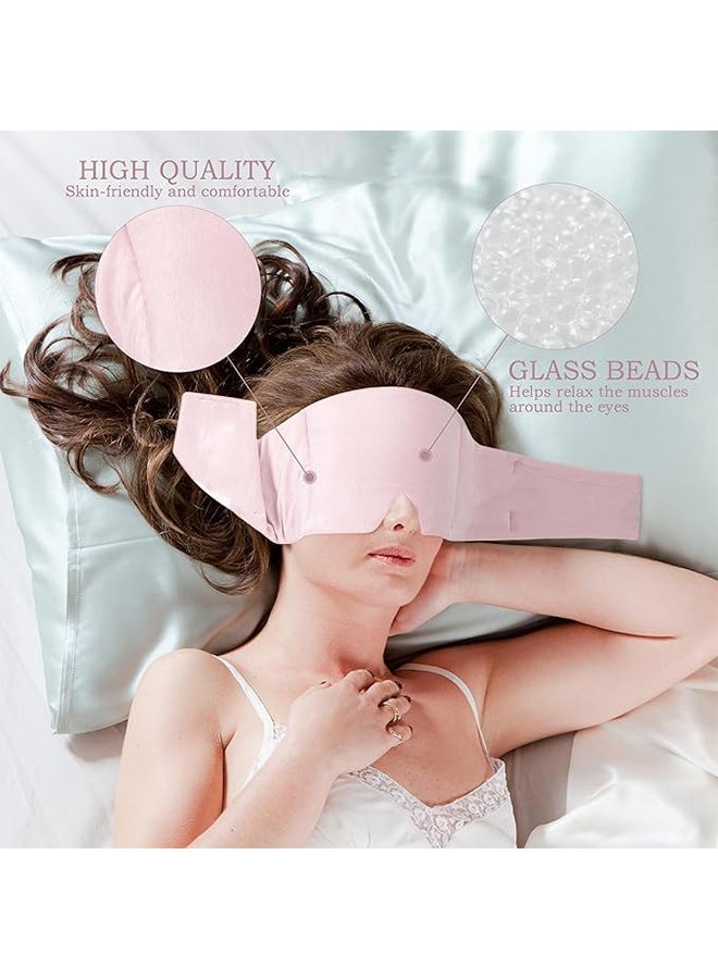 Weighted Sleep Eye Mask, Oversize Soft Eyewear with Nose Pad, Soft and Gentle Pressure Eye Mask, for Men Women Side Sleeper Airplane Meditation Night Travel - Pink - Image 4