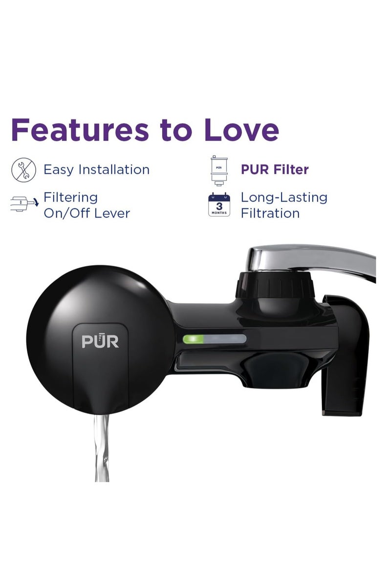 بور نظام ترشيح المياه PUR PLUS المثبت على الصنبور، أسود - حامل صنبور أفقي لمياه نقية ومنعشة، PFM100B - Image 5