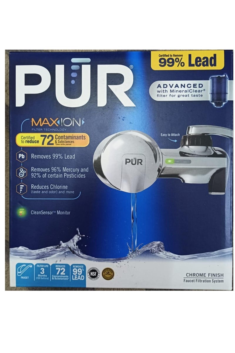 بور نظام ترشيح المياه PUR PLUS المثبت على الصنبور، أسود - حامل صنبور أفقي لمياه نقية ومنعشة، PFM100B - Image 2