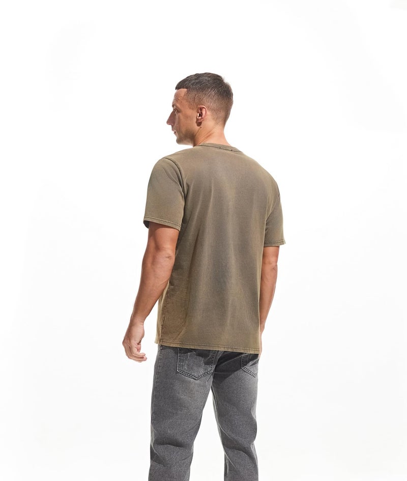 VEIISAR Men's Heavy Weight Crew Neck 100% Cotton T-Shirt - 250g/mÂ² Thick Distressed Washed T-Shirts for Men ï¼ˆT2CS Dark Grey XXXLï¼‰ - Image 2