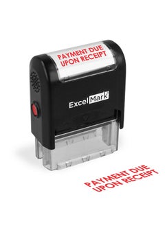 ExcelMark Payment Due Upon Receipt Self Inking Rubber Stamp - Red Ink  - Image 1