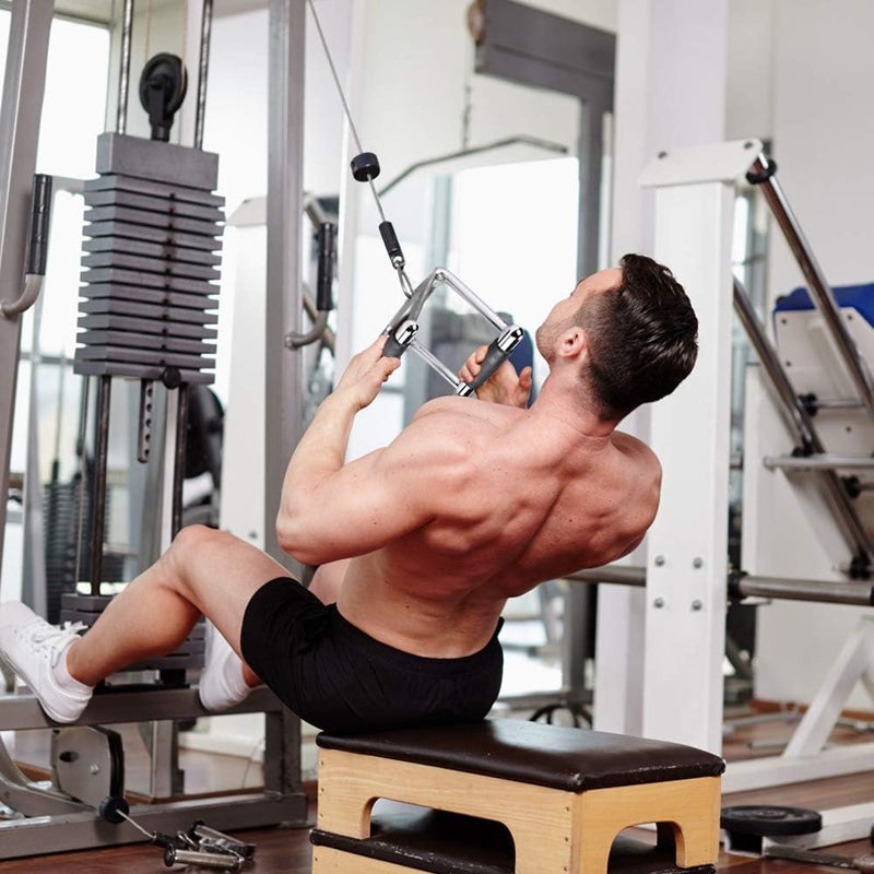 klarako Double D Row Handle Cable Attachment, Heavy Duty Steel Rowing Machine Exercise Handle Non-Slip Triceps V Shape Press Down Bar with Rubber Handg for Home Gym Workout Strength ing - Image 4