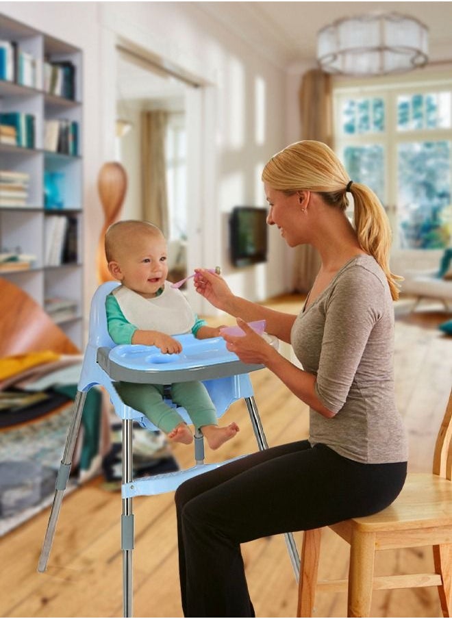 ESQUBE Spotty Baby Feeding High Chair And Kids Dining High Chair with Foot Rest And Tray Blue Color  - Image 4