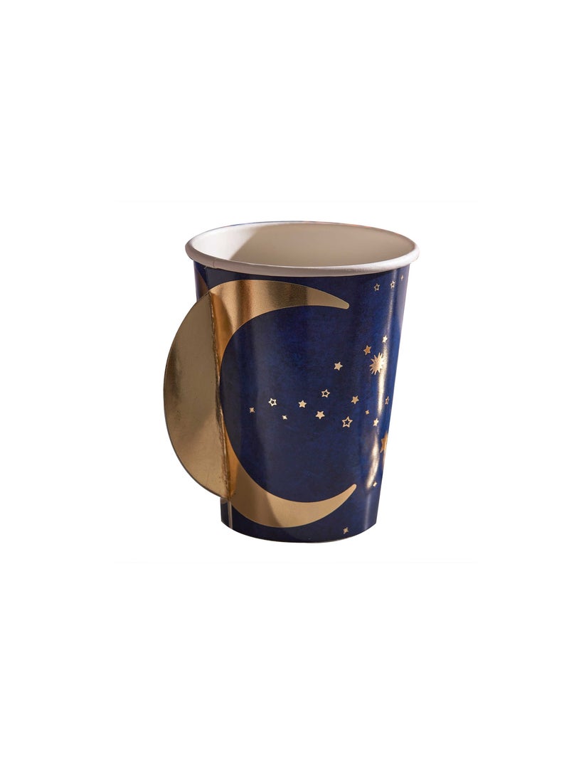 Gingerray Navy & Gold Pop Out Moon Eid Paper Cups 