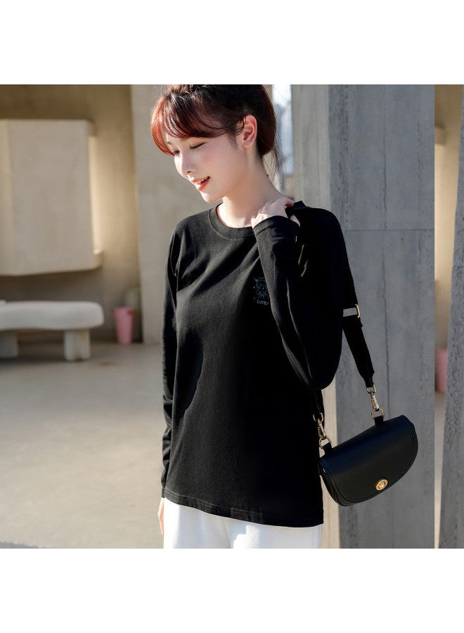 LANG SHA Women'S Long Sleeve Round Neck T-Shirt With Little Girl Print, Versatile Layering Top For Women - Image 5