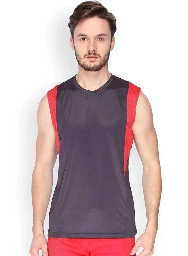 Men's Steel Blue Side-Block Activewear Muscle T-Shirt