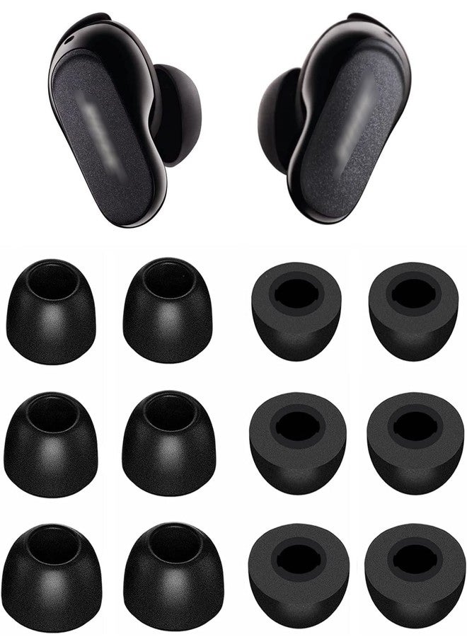 ALXCD Foam Eartips Compatible with Bose QuietComfort Earbuds II 2022 New, 6 Pairs S M L Sizes Soft Memory Foam Ear Tips, Compatible with Bose QuietComfort Earbuds ii 2022, Black sml - Image 1