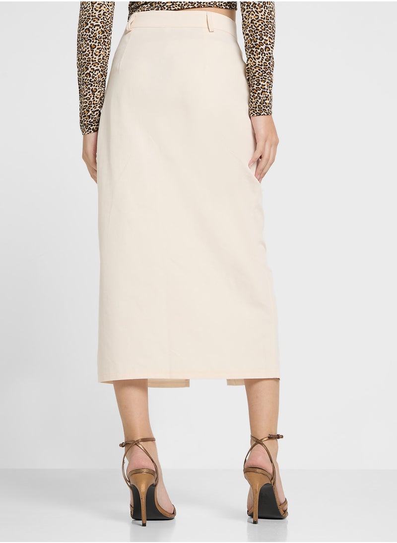 Ginger Denim Midi Skirt With Slit  - Image 2
