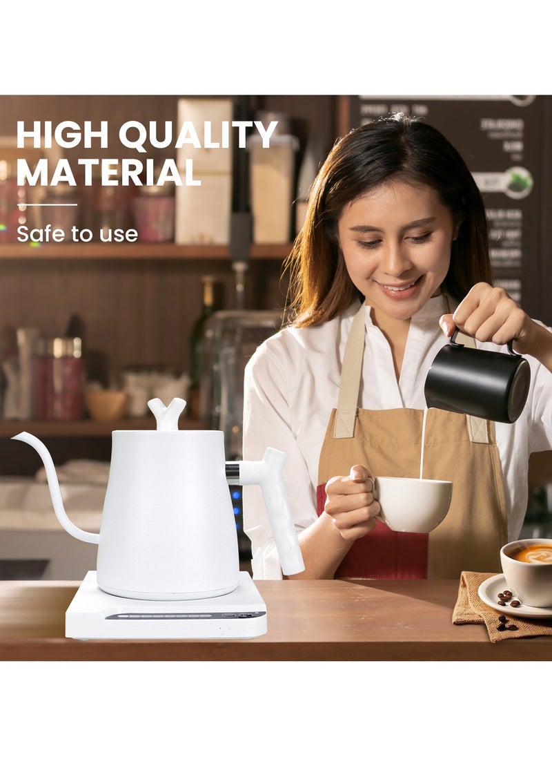 Necomi - Electric Gooseneck Kettle, V60 Coffee Kettle, 1L 1000W Power, Adjustable Temperature with Insulation, Quick Heating, Perfect for Pour-Over Coffee at Home and Office, Matte White - Image 1