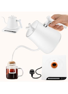Necomi Electric Gooseneck Kettle, V60 Coffee Kettle, 1L 1000W Power, Adjustable Temperature with Insulation, Quick Heating, Perfect for Pour-Over Coffee at Home and Office, Matte White  - Image 2