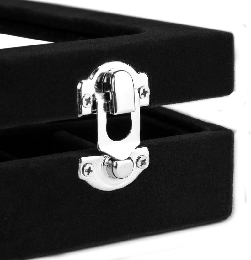 EONGOA Velvet Jewelry Box 24 Grid Jewelry Earrings Display Organiser Box Ring Tray Holder Earrings Storage Case for Girls Women Wife Mom (Black) - Image 5