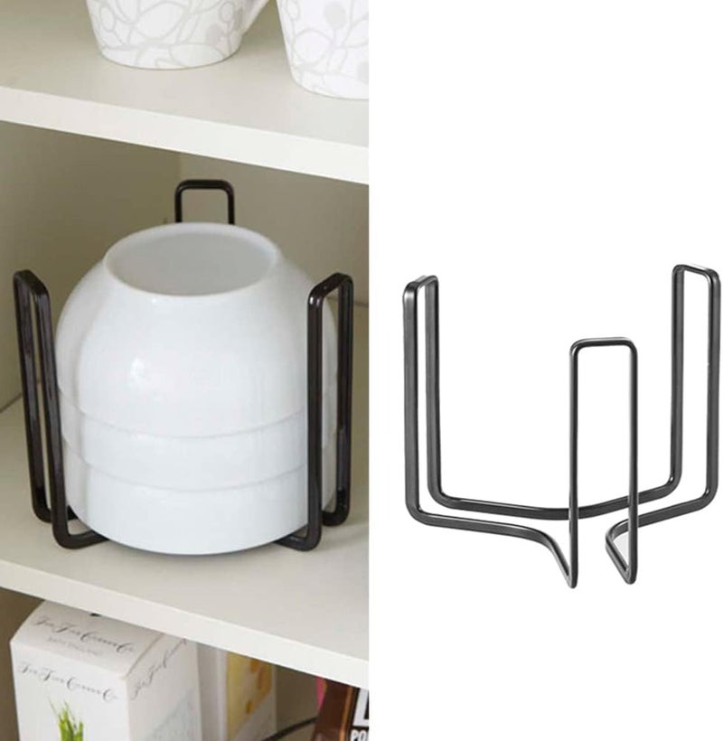 MINGFANITY 2PCS Dinnerware Bowl Plate Holder Bowl Holders Organizer Fit for 65 Inches Diameters Bowl Metal Bowl Storage Dying Display Rack for Kitchen Drawer Countertop Cabinet Shelf CupboardBlack - Image 1