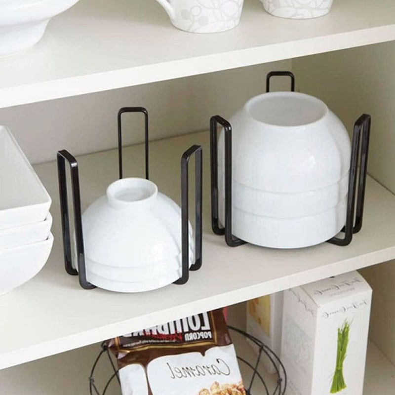 MINGFANITY 2PCS Dinnerware Bowl Plate Holder Bowl Holders Organizer Fit for 65 Inches Diameters Bowl Metal Bowl Storage Dying Display Rack for Kitchen Drawer Countertop Cabinet Shelf CupboardBlack - Image 5