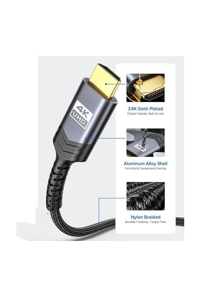 جيسوس كابل  Flex - Mini HDMI إلى HDMI عالي السرعة 4K 60 هرتز HDMI 2.0 أمبير نايلون متين مضفر موديل CV0026 - رمادي1.8متر - Image 3