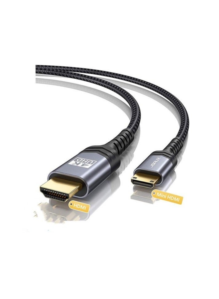 جيسوس كابل  Flex - Mini HDMI إلى HDMI عالي السرعة 4K 60 هرتز HDMI 2.0 أمبير نايلون متين مضفر موديل CV0026 - رمادي1.8متر - Image 1
