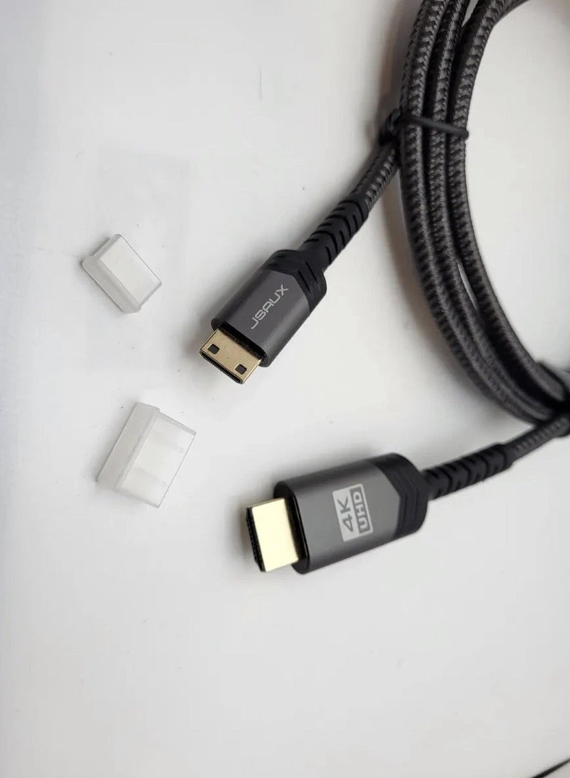 جيسوس كابل  Flex - Mini HDMI إلى HDMI عالي السرعة 4K 60 هرتز HDMI 2.0 أمبير نايلون متين مضفر موديل CV0026 - رمادي1.8متر - Image 2