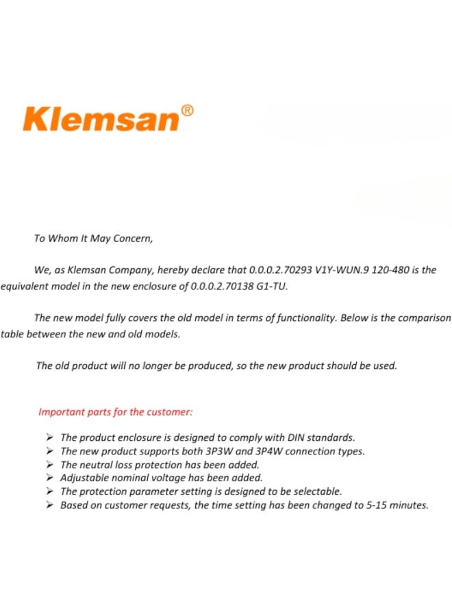 KLEMSAN مرحلة حماية الدائرة المثبتة على سكة دين لمراقبة جهد التيار المتردد ومراقبة فقدان الجهد - Image 2