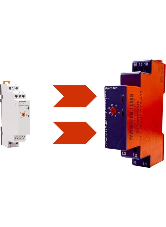KLEMSAN مرحلة حماية الدائرة المثبتة على سكة دين لمراقبة جهد التيار المتردد ومراقبة فقدان الجهد - Image 1