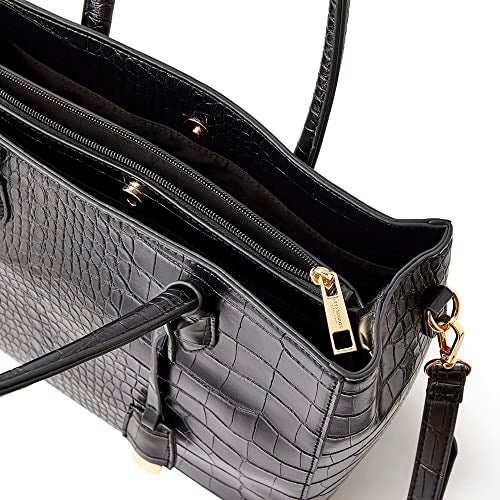 Accessorize London Women's Black Gemma croc handbag with adjustable strap |hand bags for women stylish |Shoulder bags for women | Work bag for woman - Image 5