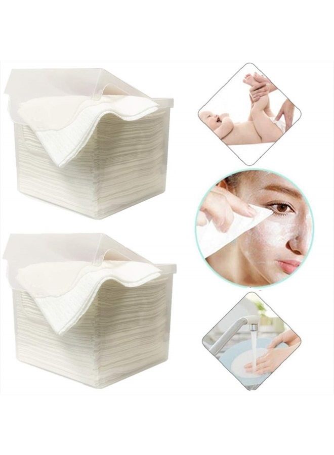 XICHEN 2 box of 80 pcs Disposable Towel for Washing Face Cotton Pads Cosmetic Cotton Can be wet and dry - Image 2