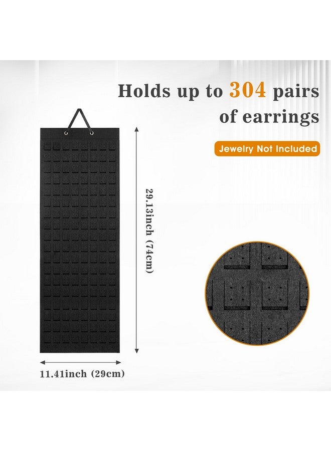 Lolalet Lolalet Hanging Earring Holder Organizer with 20 Hooks for Women, Earring Organizer Wall Earrings Hanger Pierced Earring Storage, Felt Stud Earring Display, 608 Holes for Earrings - Black, 1 Pack  - Image 2