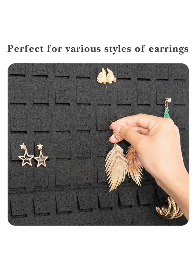 Lolalet Lolalet Hanging Earring Holder Organizer with 20 Hooks for Women, Earring Organizer Wall Earrings Hanger Pierced Earring Storage, Felt Stud Earring Display, 608 Holes for Earrings - Black, 1 Pack  - Image 4
