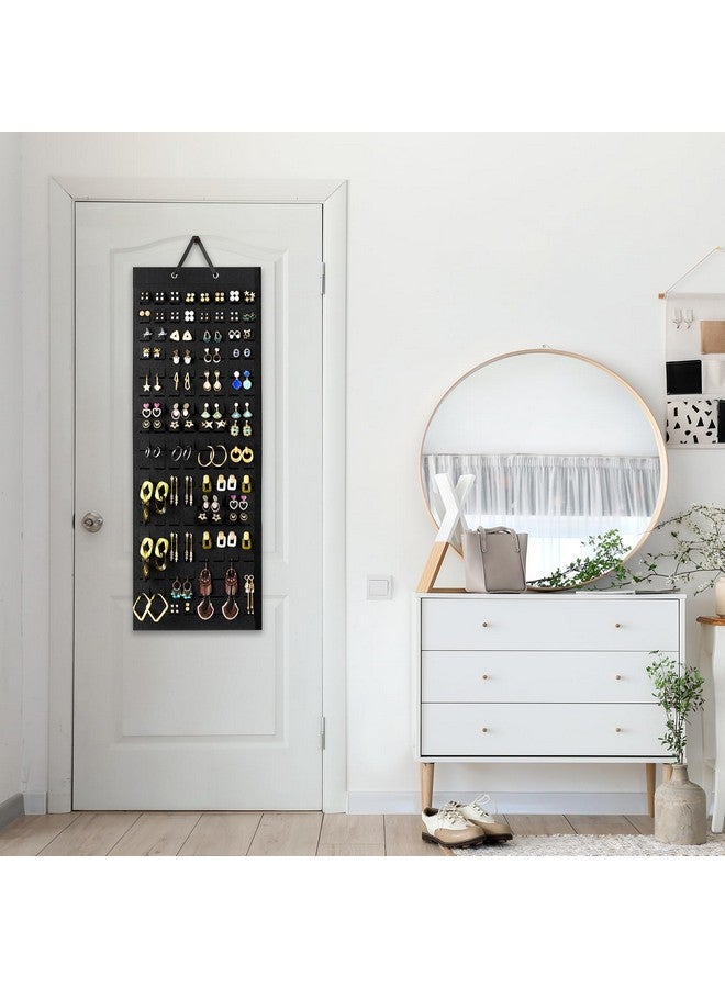 Lolalet Lolalet Hanging Earring Holder Organizer with 20 Hooks for Women, Earring Organizer Wall Earrings Hanger Pierced Earring Storage, Felt Stud Earring Display, 608 Holes for Earrings - Black, 1 Pack  - Image 5
