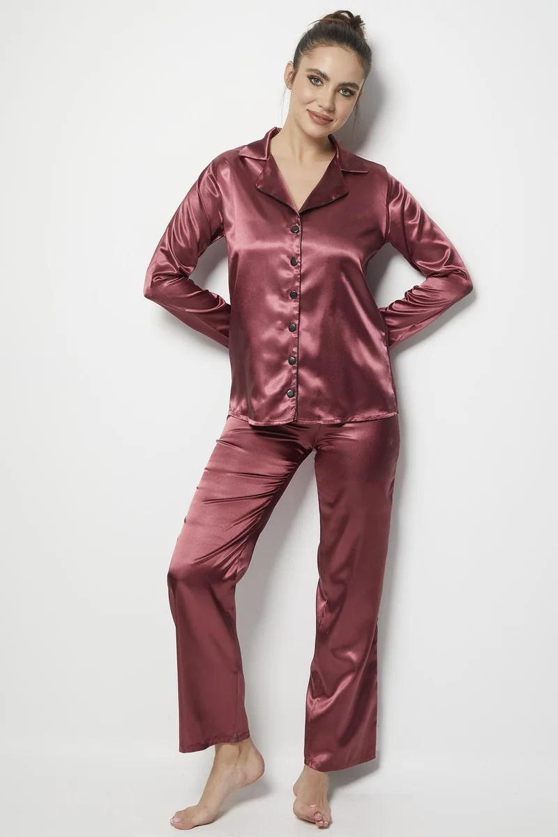 Miorre Long Sleeve Women's Pajama Set Satin