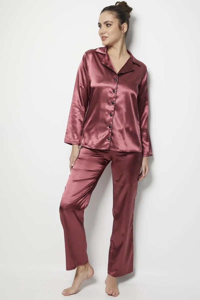 Miorre Long Sleeve Women's Pajama Set Satin