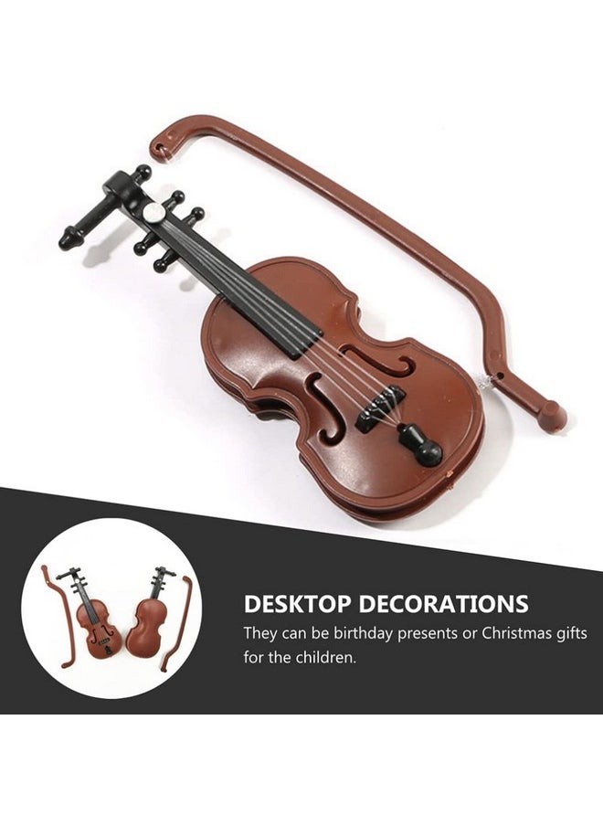 BESTOYARD BESTOYARD 20 Sets Miniature Violin Tiny Violin Mini Musical Instrument Miniature Violin Model Dollhouse Furniture Crafts Ornament for Dollhouse Fairy Garden Holiday Tree Decoration  - Image 4
