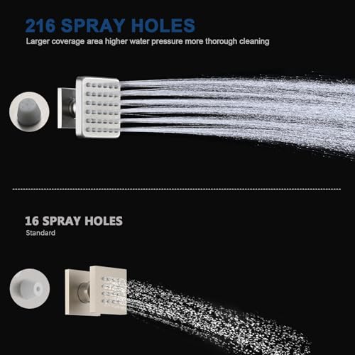 LOCALAND Solid Brass Square Body Spray Jets for Shower, High Pressure Wall Mount Massage Spray, Upgrade Spa Jets, 4PCS, Brushed Nickel - Image 4